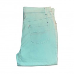 Pantalon bleu turquoise taille haute I Quing strass coupe jean chino