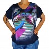 Tee shirt papillon femme original imprimé vintage strass