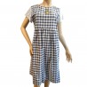 Robe Wendy Trendy femme bleu marine blanche à carreaux vichy à poches coton