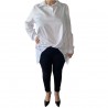Chemisier femme blanc Wendy Trendy original en coton coupe oversize asymétrique et originale