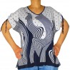 T-shirt imprimé feuilles pois femme Masquenada