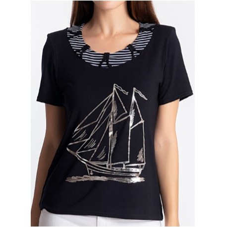 T-shirt bateau Natural Marin