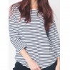 T shirt marinière femme manches longues 3/4 rayée bleu marine et blanche